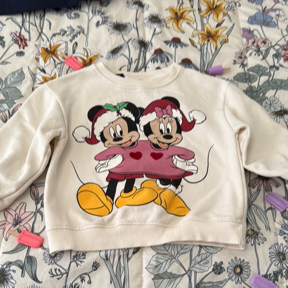 Disney Cream Sweatshirt with Festive Mickey and Minnie